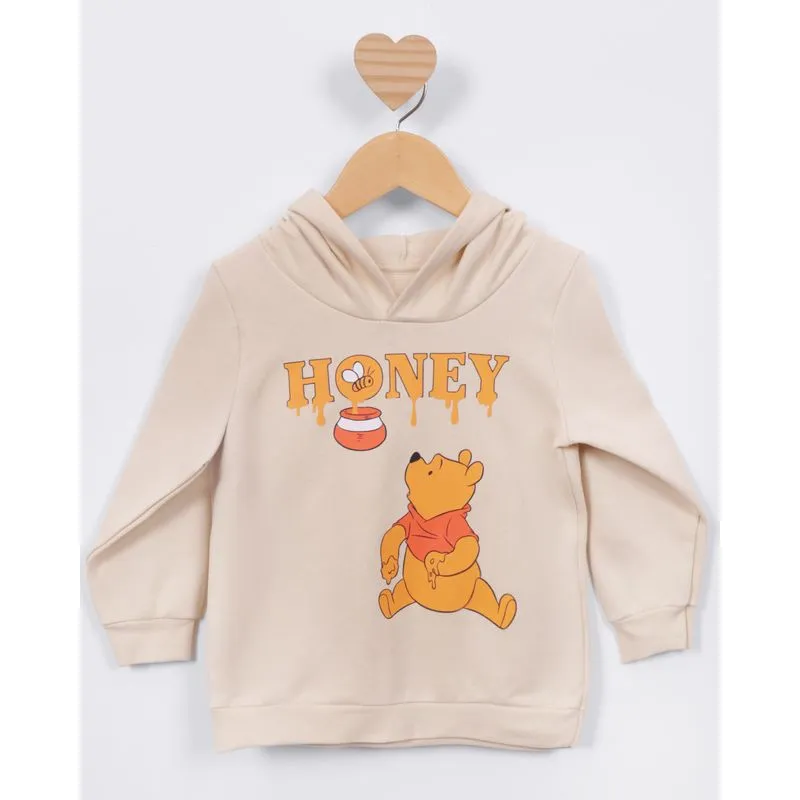 Blusão Moletom Bebê Disney Ursinho Pooh Com Capuz Bege 3