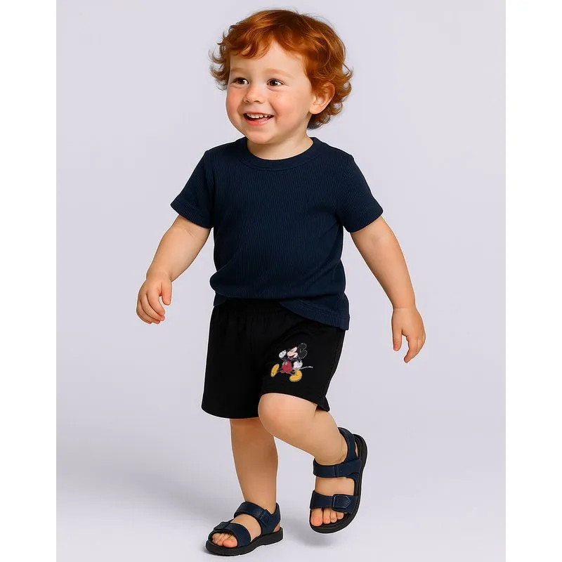 Bermuda Bebê Reta Moletinho Disney Mickey Preta 3