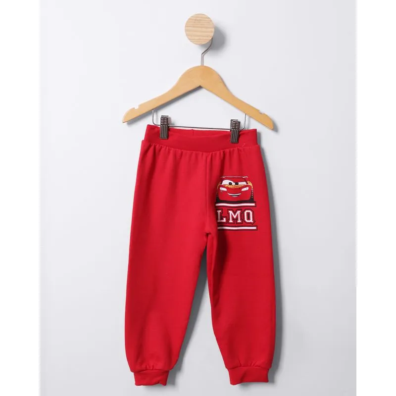 Calça Moletom Bebê Disney McQueen Carros Jogger Vermelha 1