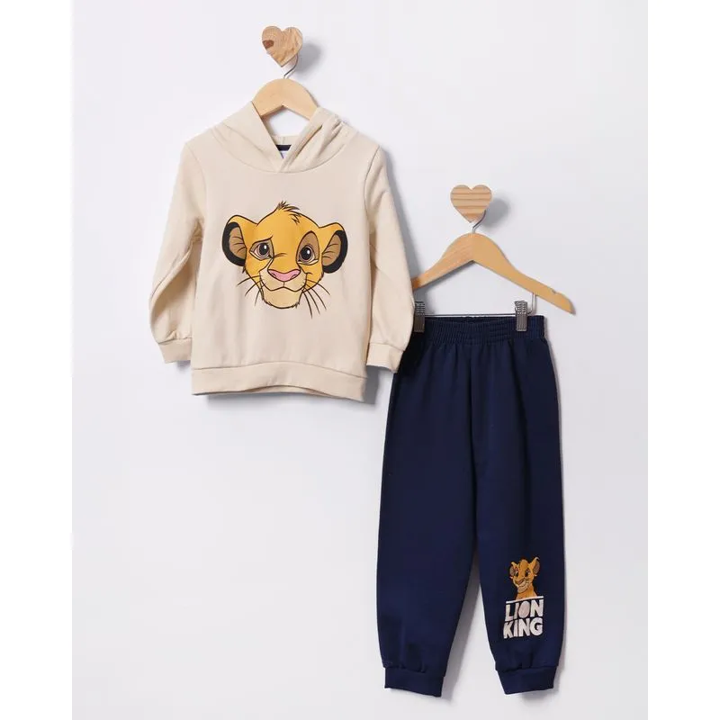 Conjunto Moletom Bebê Longo Disney O Rei Leão Bege 3