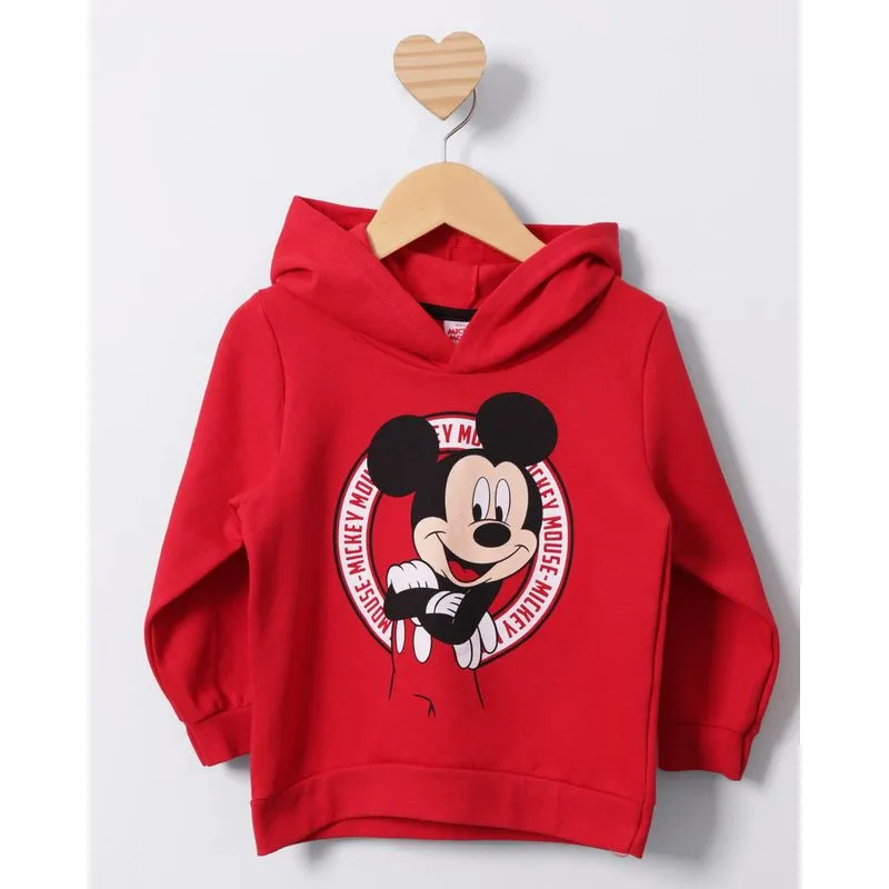 Blusão Moletom Bebê Disney Mickey Com Capuz Vermelho 2