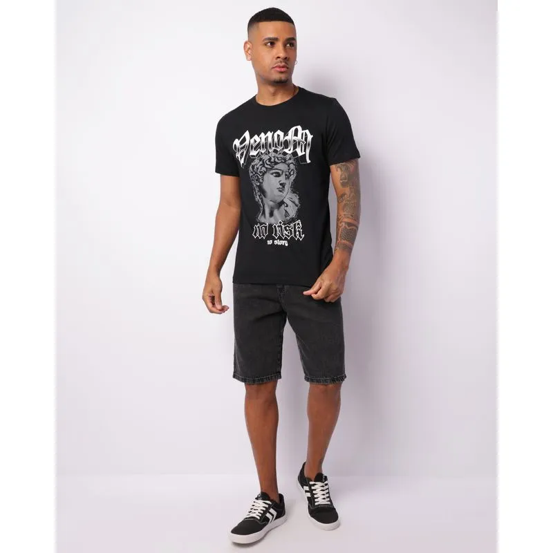 Bermuda Jeans Masculina Vizzy Reta Básica Preta 40