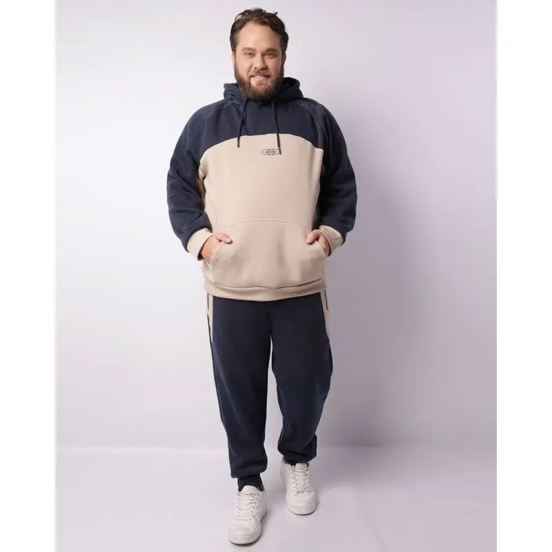 Calça Moletom Plus Size Masculina Jogger Bolso Com Zíper Marinho G1