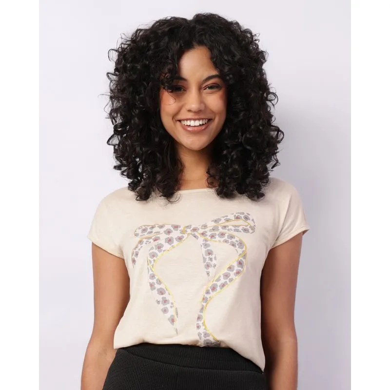 Blusa Feminina Estampa Laço Bege G