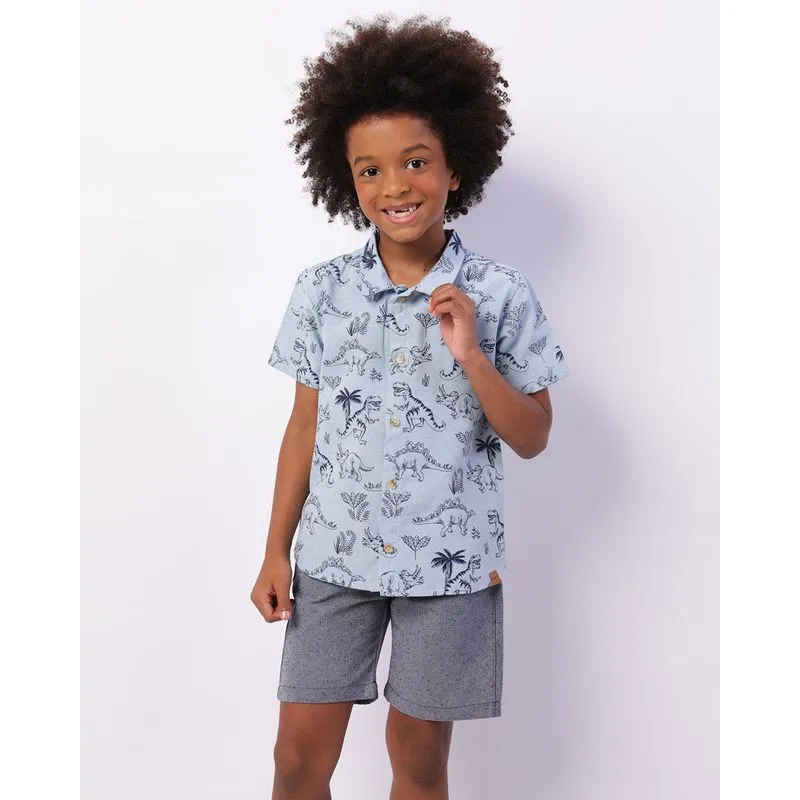 Conjunto Infantil Liocel Estampa Dinossauros Azul 4
