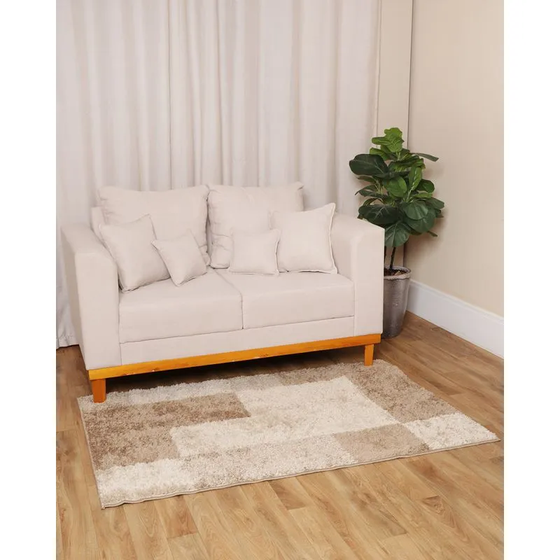 Tapete Shaggy 100cm x 150cm Estampa Felpuda Bege UN