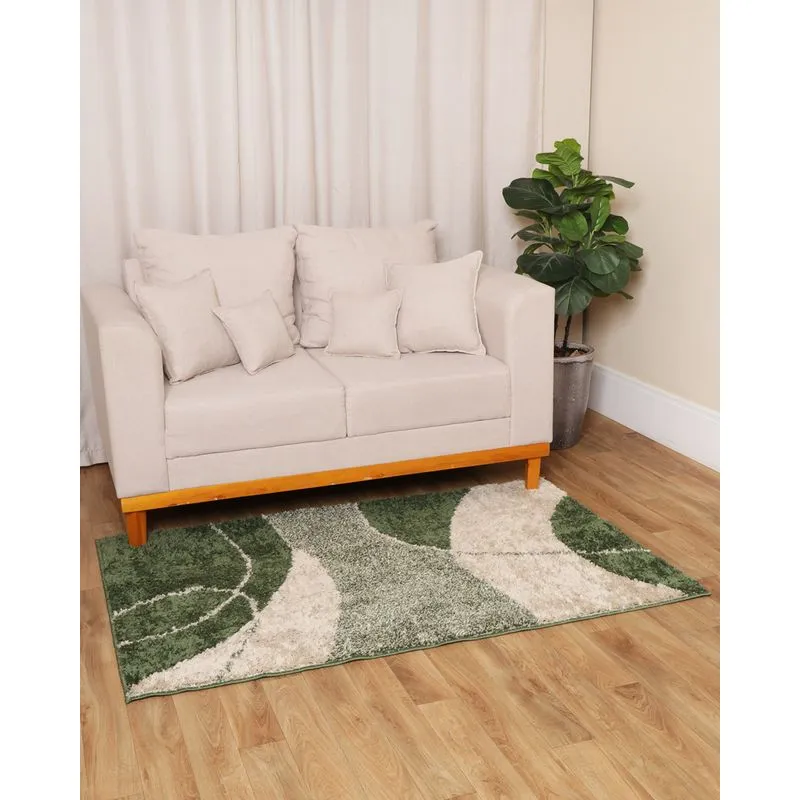 Tapete Shaggy 100cm x 150cm Estampa Felpuda Verde UN