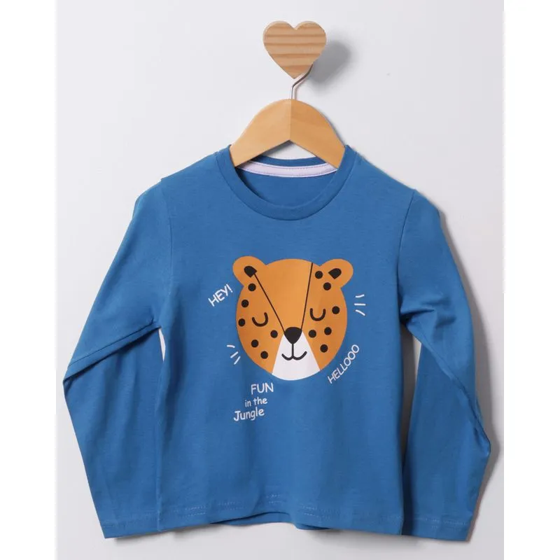 Camiseta Bebê Manga Longa Estampada Azul 1