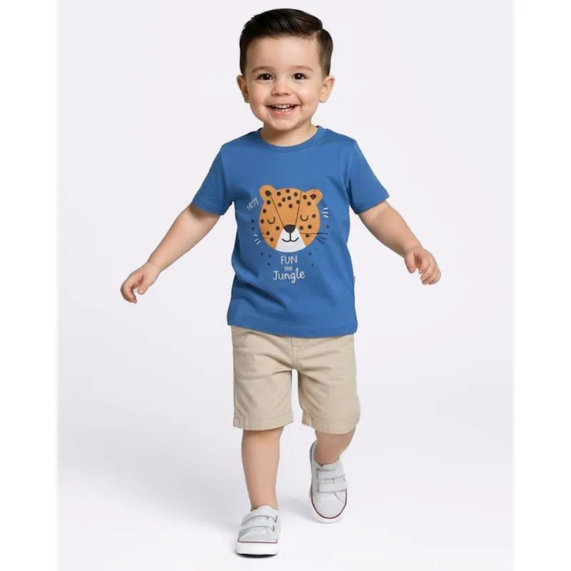 Camiseta Bebê Estampa Tigre Manga Curta Azul 2