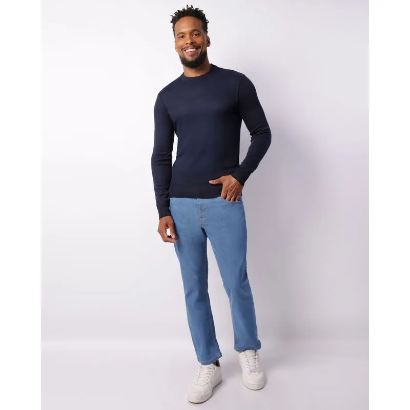 Calça Jeans Masculina Reta Com Bolsos Azul 38