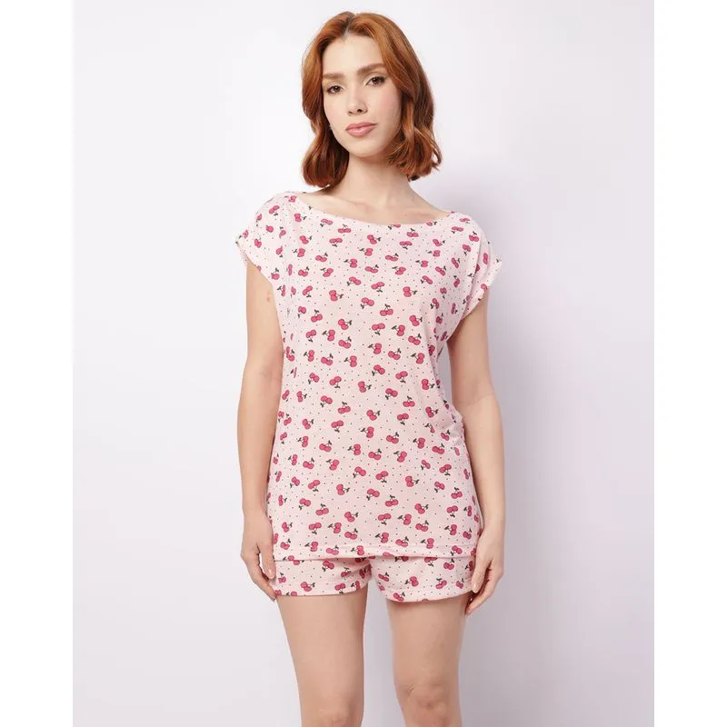 Pijama Feminino Curto Estampa Sortida Rosa G