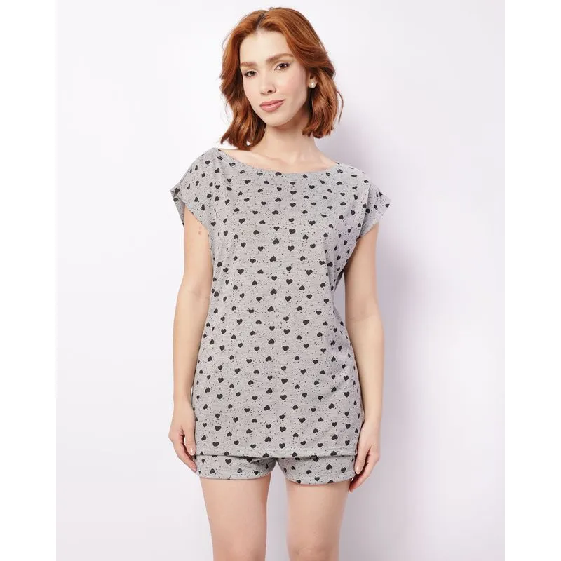 Pijama Feminino Curto Estampa Sortida Cinza M