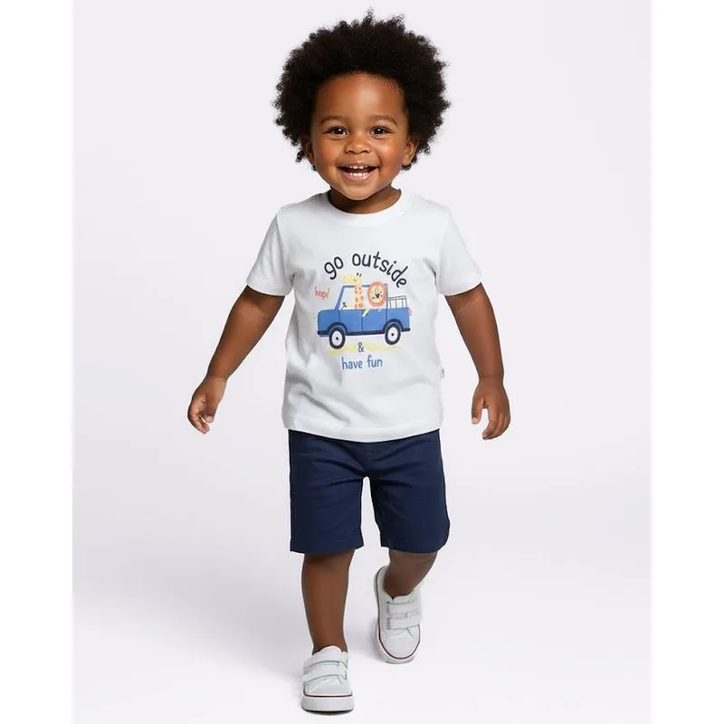 Camiseta Bebê Algodão com Estampa Animais Branca 3