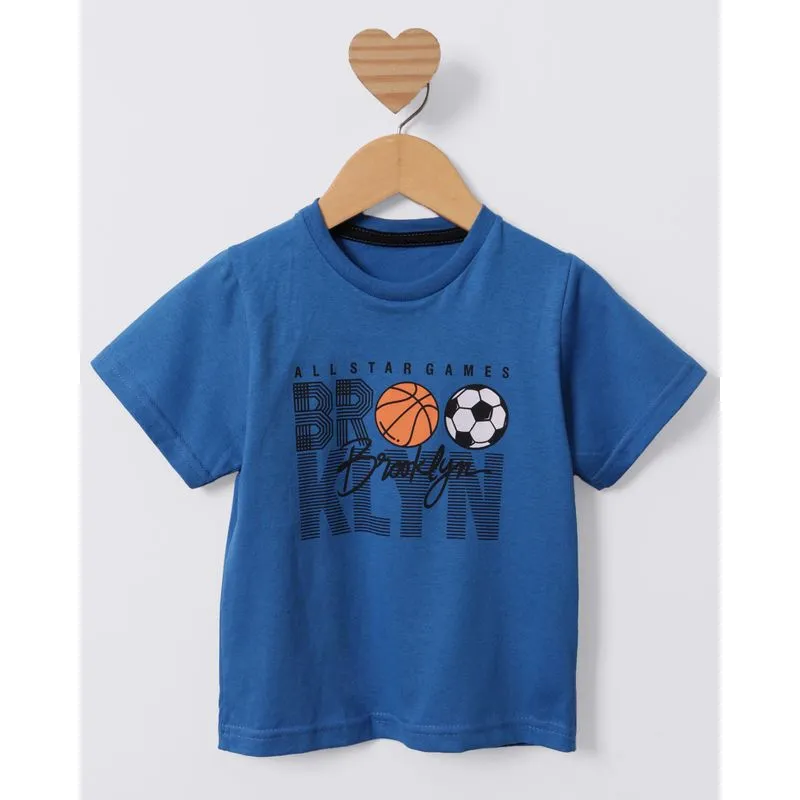 Camiseta Bebê Manga Curta Estampa Brooklyn Azul 3