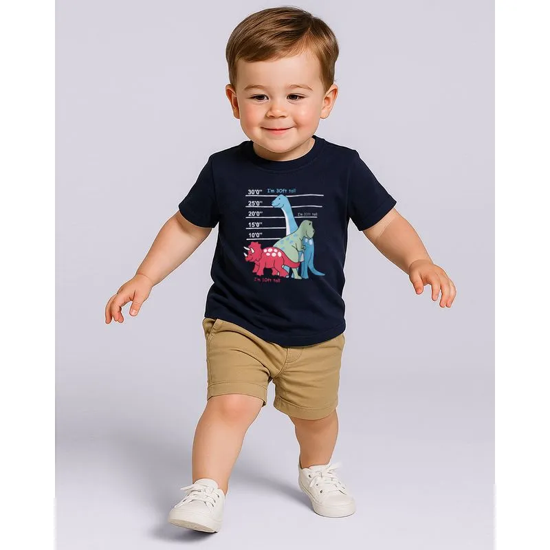 Camiseta Bebê Estampa Dinossauro Manga Curta Marinho 3
