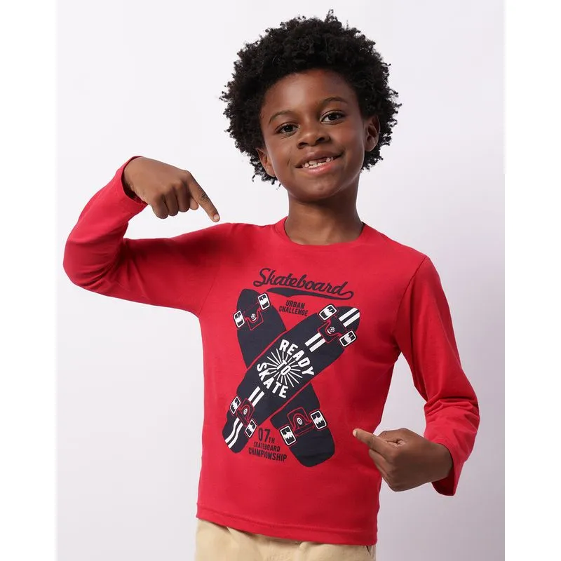 Camiseta Infantil Manga Longa Estampada Vermelha 6