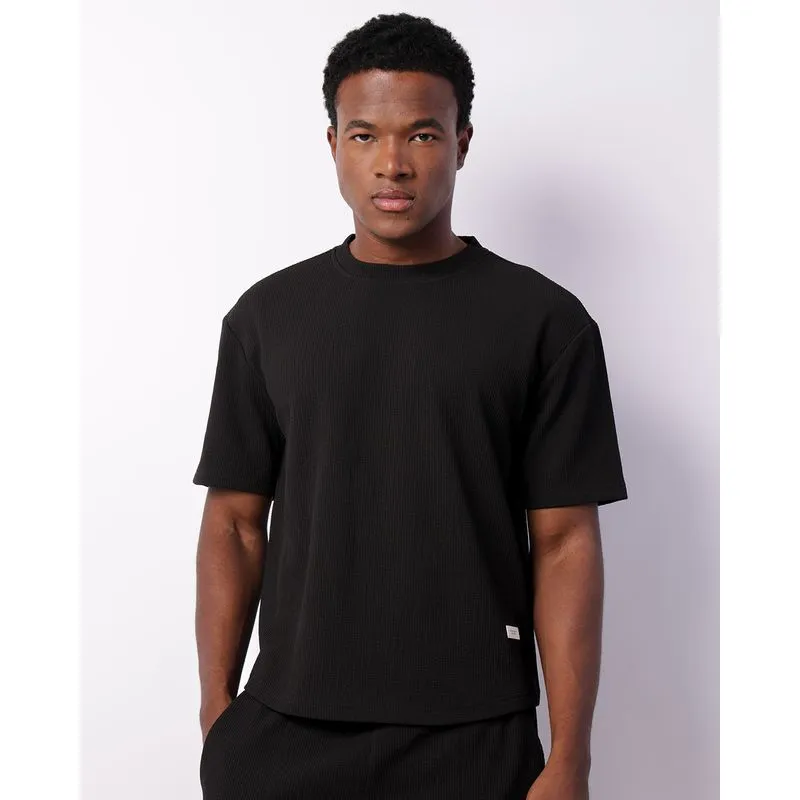 Camiseta Masculina Box Texturizada Manga Curta Preta M