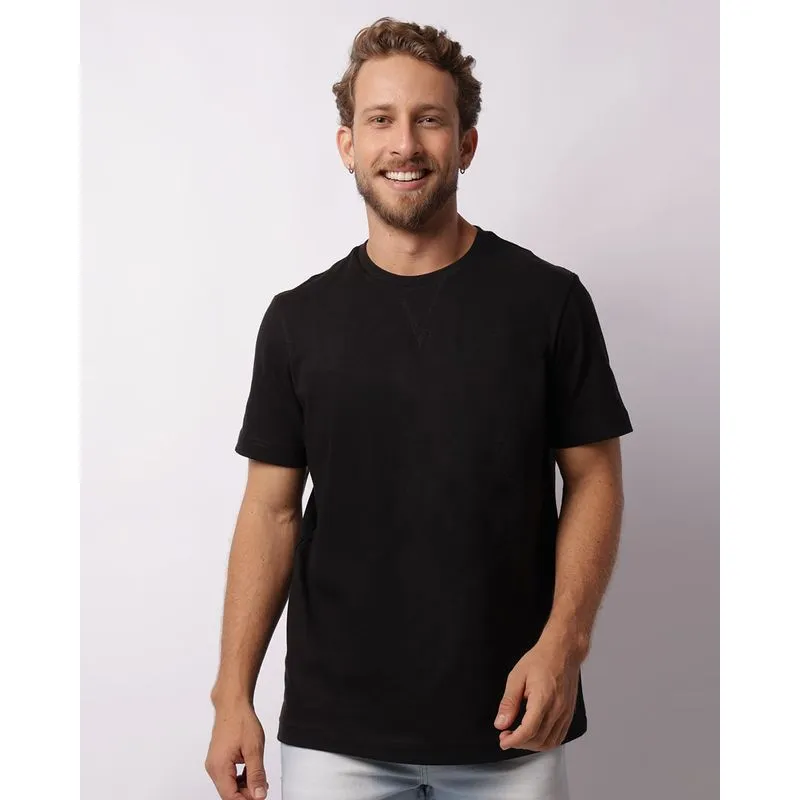 Camiseta Masculina Premium Algodão Peruano Manga Curta Preta G