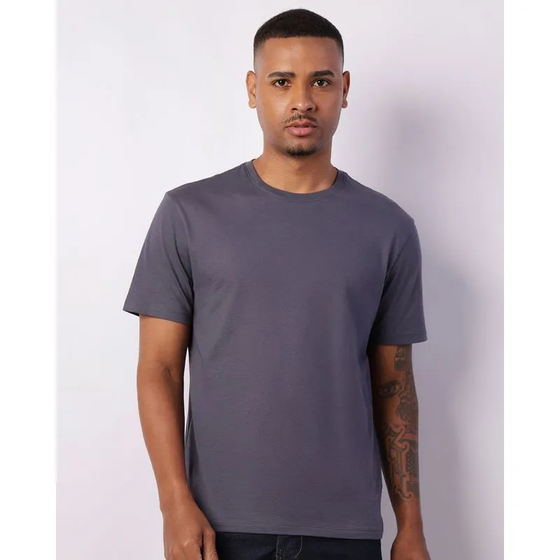 Camiseta Masculina Premium Manga Curta Cinza G
