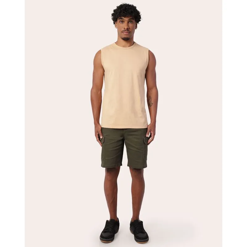 Bermuda Sarja Masculina Reta com Bolsos Cargo Verde GG