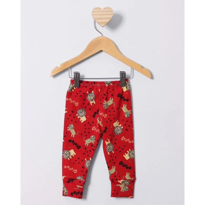 Calça Culote Bebê Com Vira Pé Estampa Sortida Vermelho G
