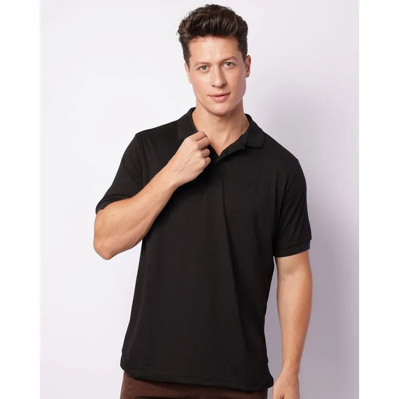Camisa Polo Masculina Com Botões Manga Curta Preta GG