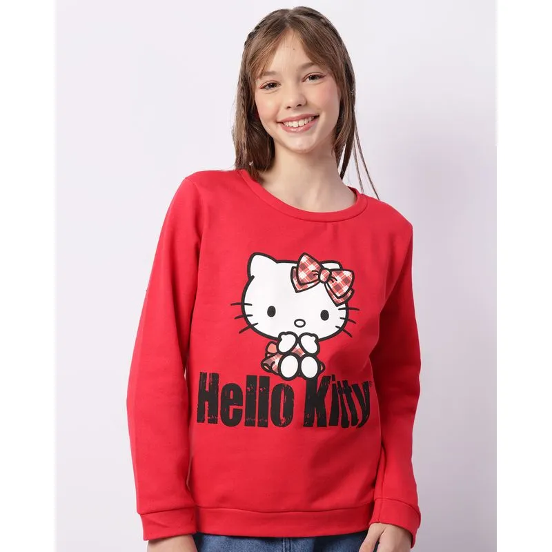 Blusão Moletom Juvenil Hello Kitty Vermelho 10