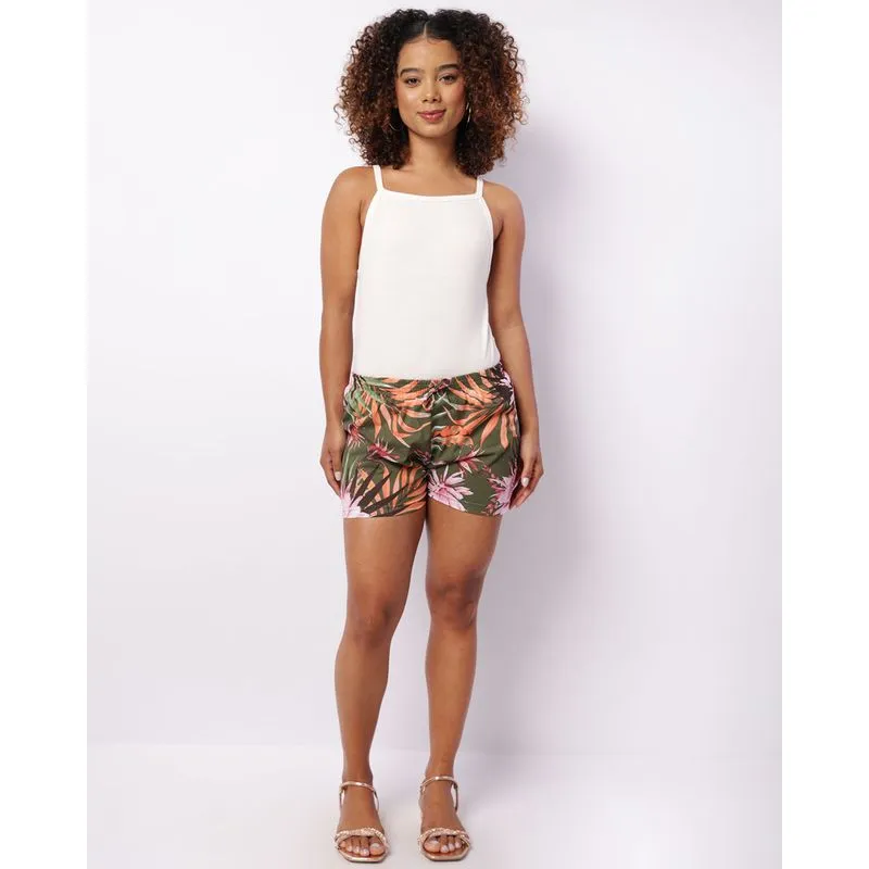 Short Feminino Curto Estampa Floral Preto M