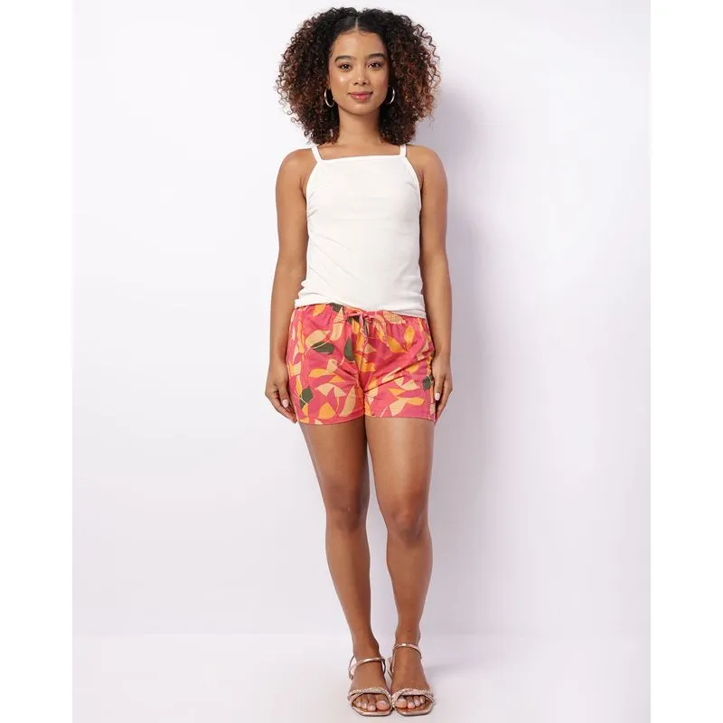 Short Feminino Curto Estampado Laranja GG