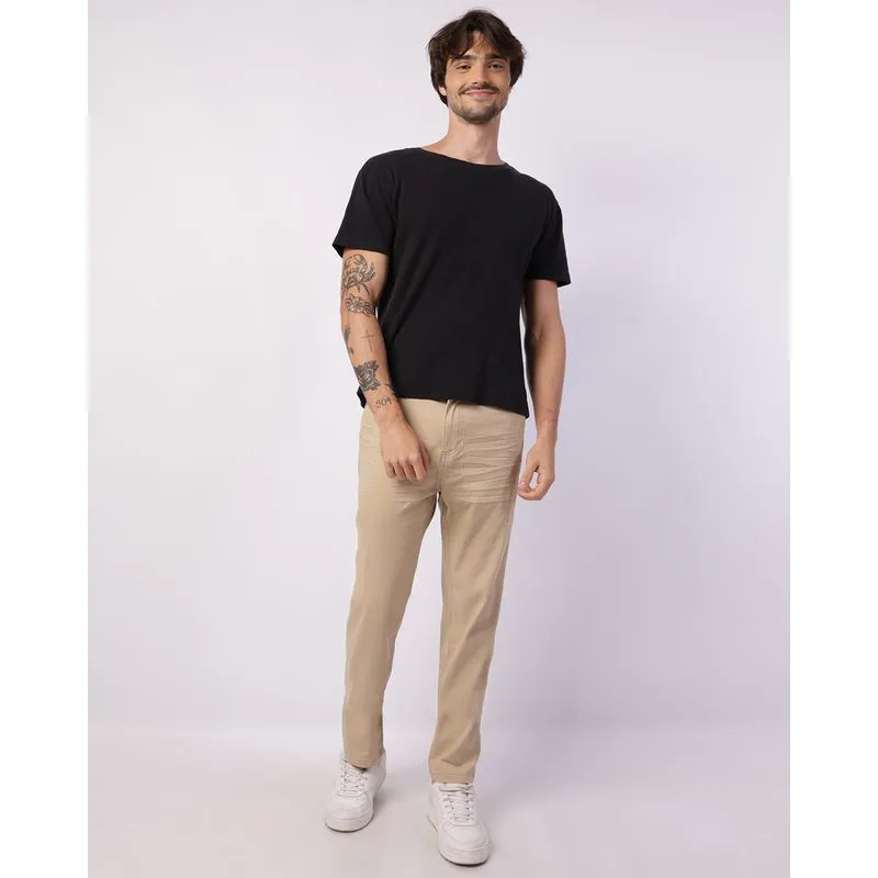 Calça Sarja Masculina Slim com Bolsos Bege 38