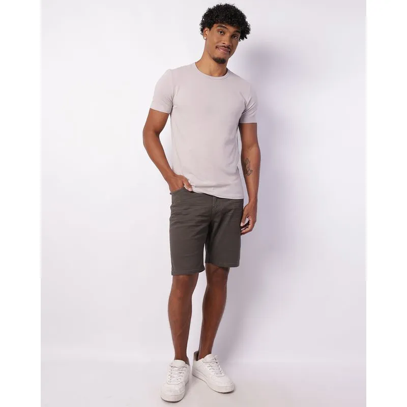 Bermuda Sarja Masculina Slim com Bolsos Cinza 42