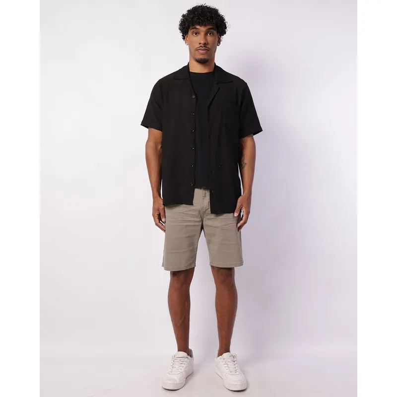 Bermuda Sarja Masculina Slim com Bolsos Bege 46