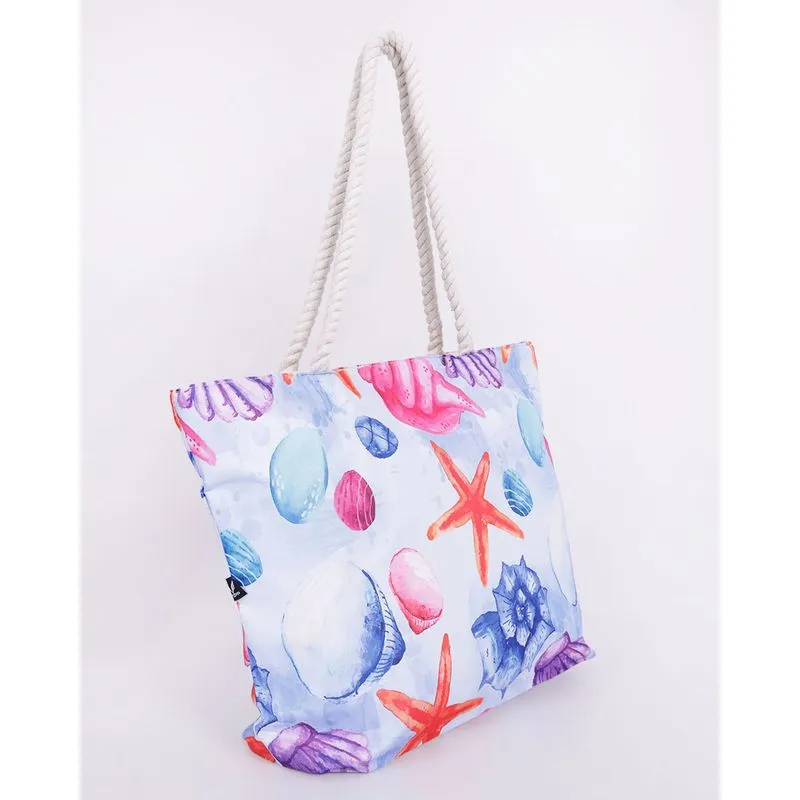 Bolsa De Praia Feminina Tote Bag Estampa Fundo Do Mar Azul UN