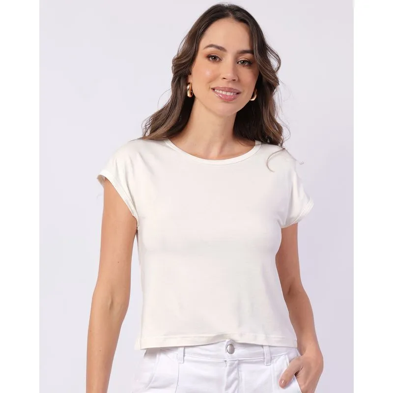 Blusa Feminina Viscose Manga Curta Off White P