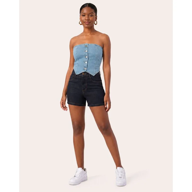 Short Jeans Feminino Levanta Bumbum Azul 36