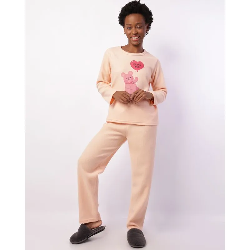 Pijama Feminino Longo Soft com Estampa Laranja GG