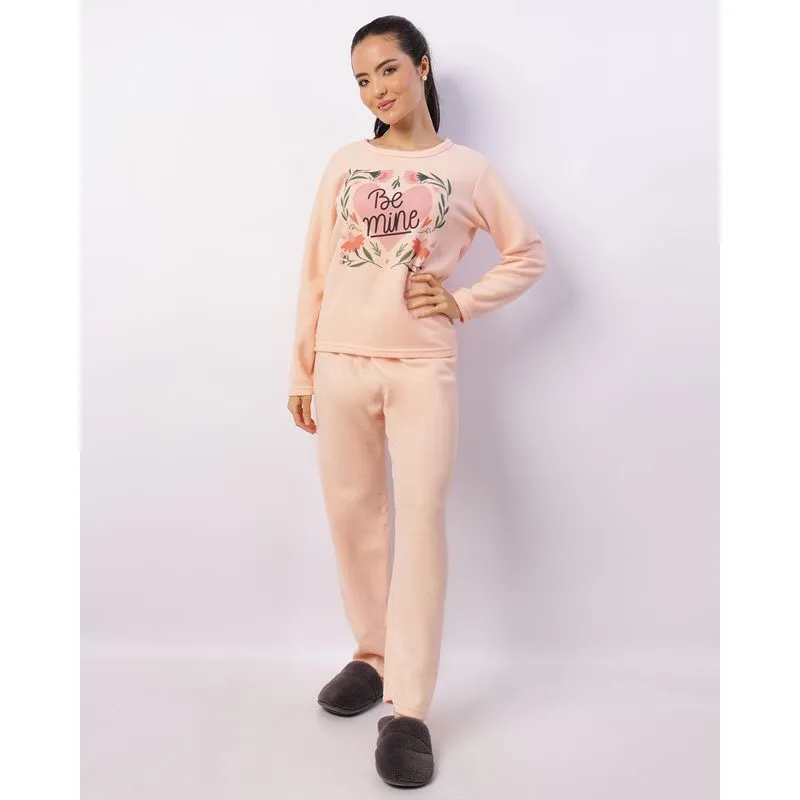 Pijama Feminino Longo Soft Com Estampa Laranja GG