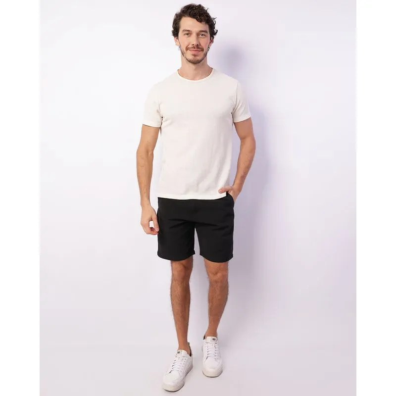 Bermuda Masculina Sarja Reta Texturizada Bolsos Preto 44