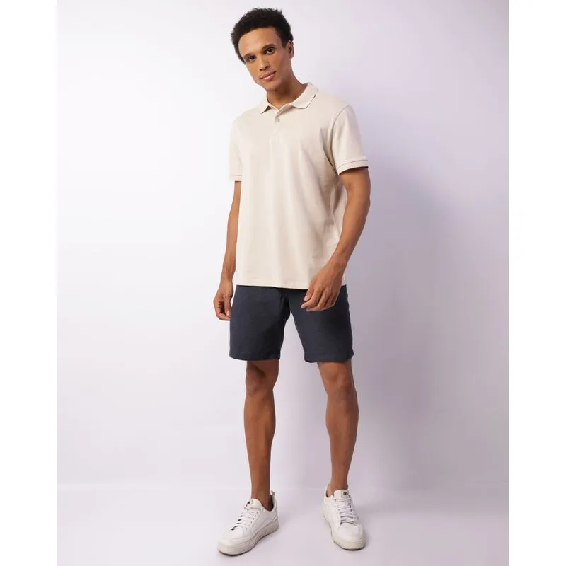 Bermuda Masculina Reta Botonê Texturizada Marinho 44