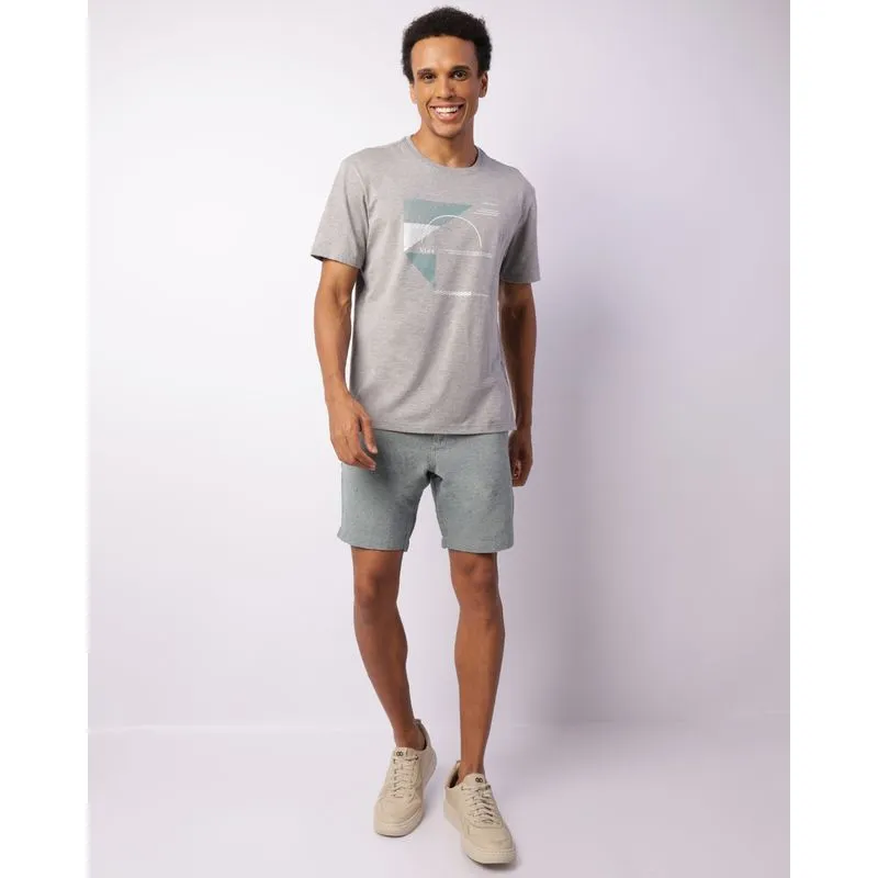 Bermuda Masculina Reta Botonê Texturizada Verde 44