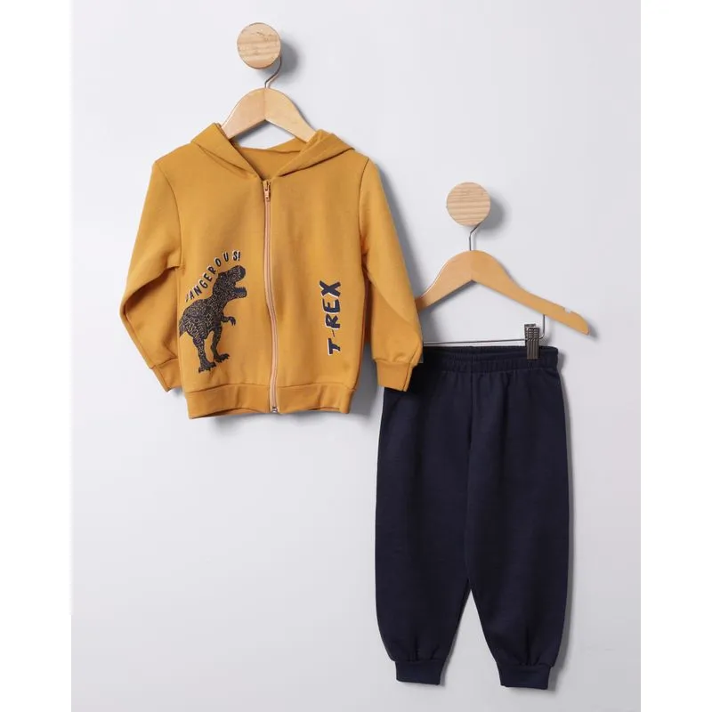 Conjunto Moletom Bebê Estampado Com Capuz Marinho 2