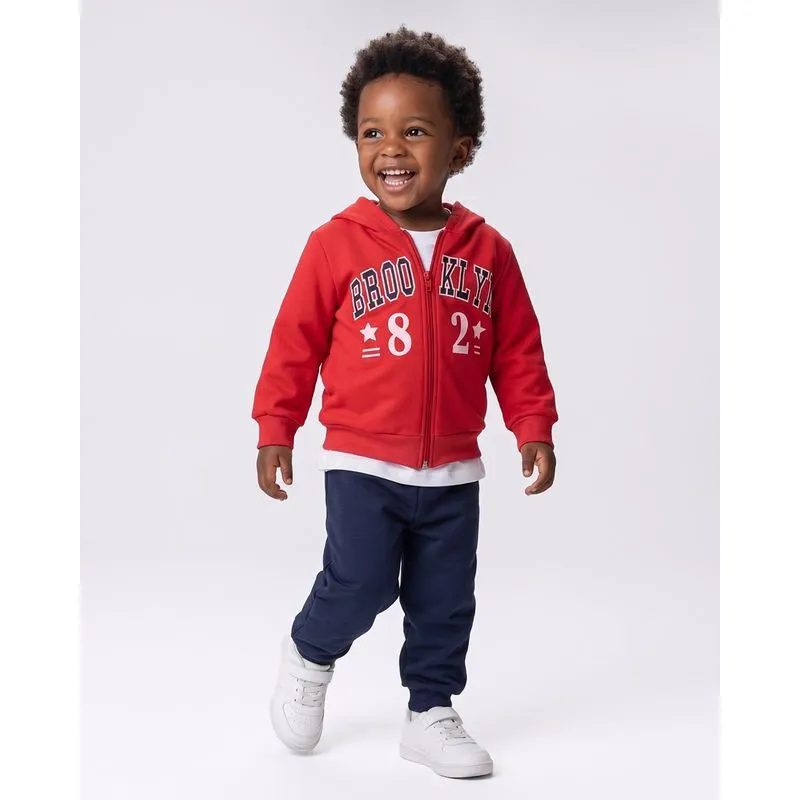 Conjunto Bebê Moletom Brooklyn Vermelho e Marinho 4
