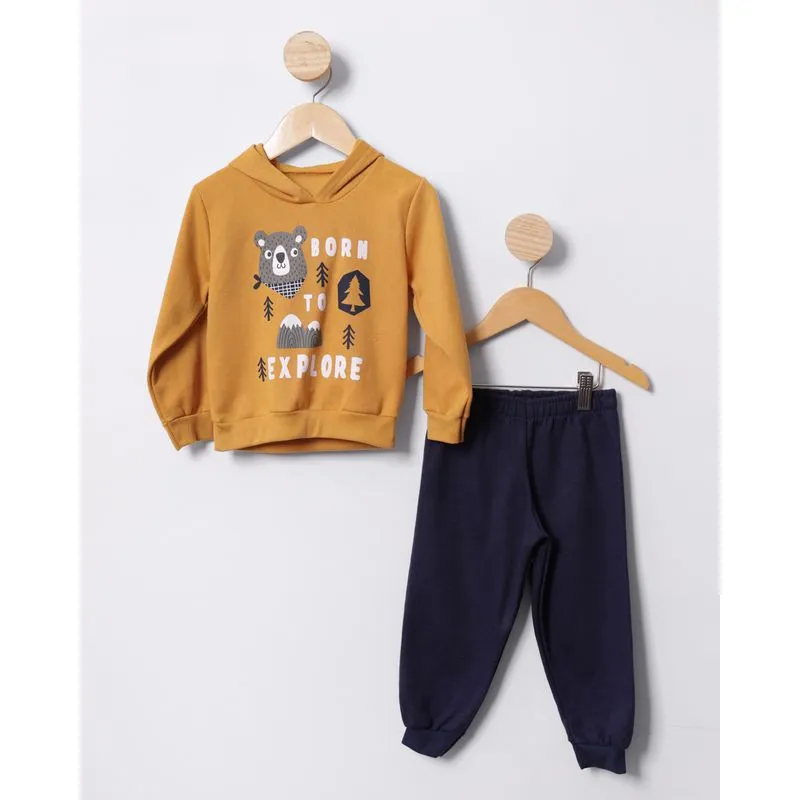 Conjunto Moletom Bebê Estampado Mostarda 3