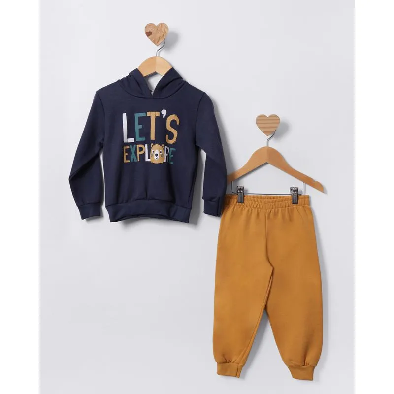 Conjunto Moletom Bebê com Capuz e Estampa Marinho 1