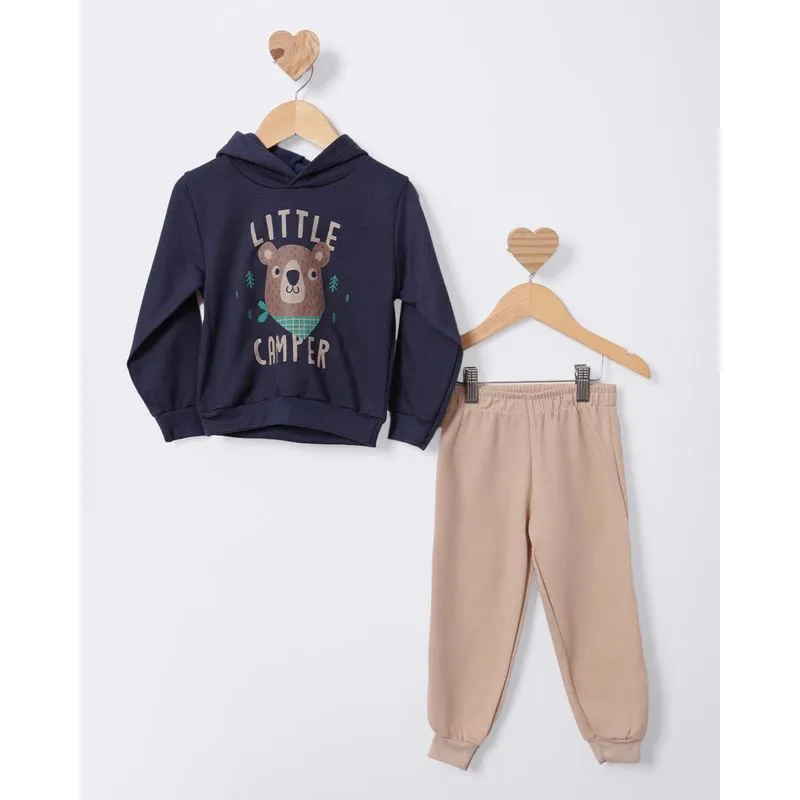 Conjunto Moletom Bebê Com Capuz Marinho 1