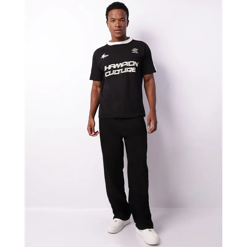 Calça Sarja Masculina Bag Com Cinto Bolsos Preta 40