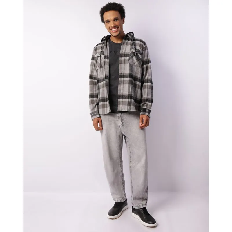 Calça Jeans Masculina Reta Pespontada Cinza 44