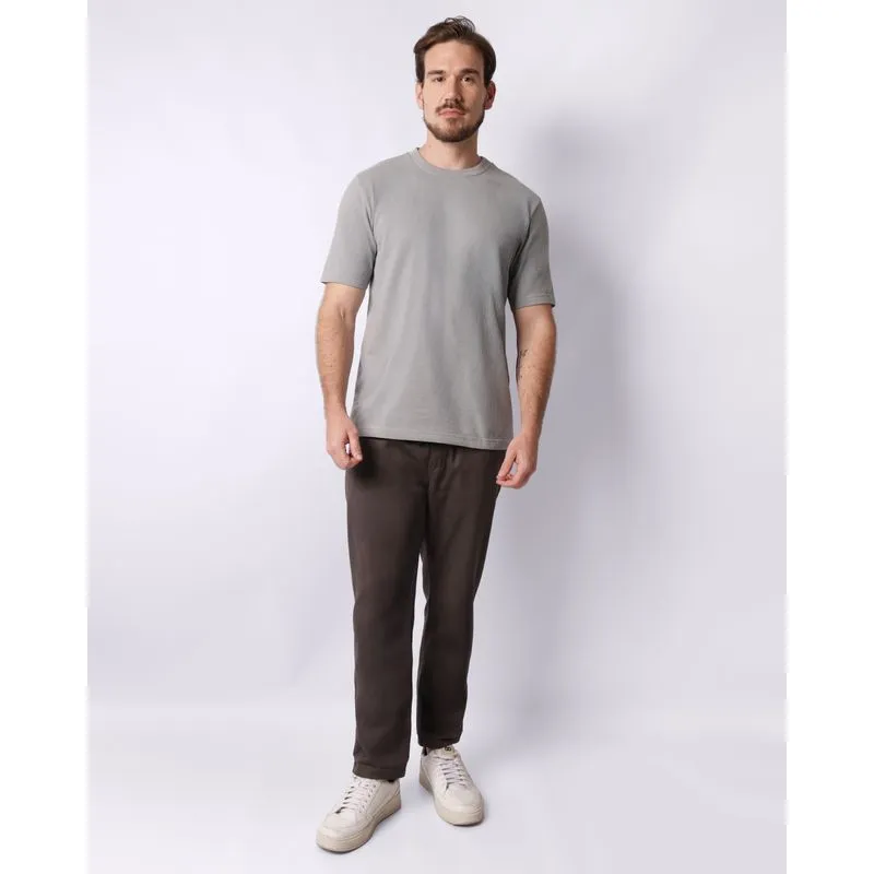 Calça Sarja Masculina Reta Com Bolso Cinza M