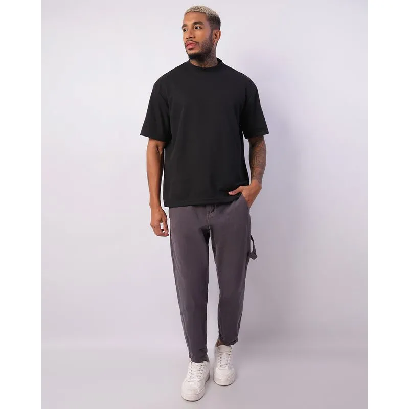 Calça Masculina Sarja Reta Com Cordão Cinza 46