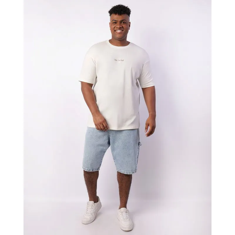 Bermuda Jeans Plus Size Masculino Carpinteiro Com Bolsos Azul 50